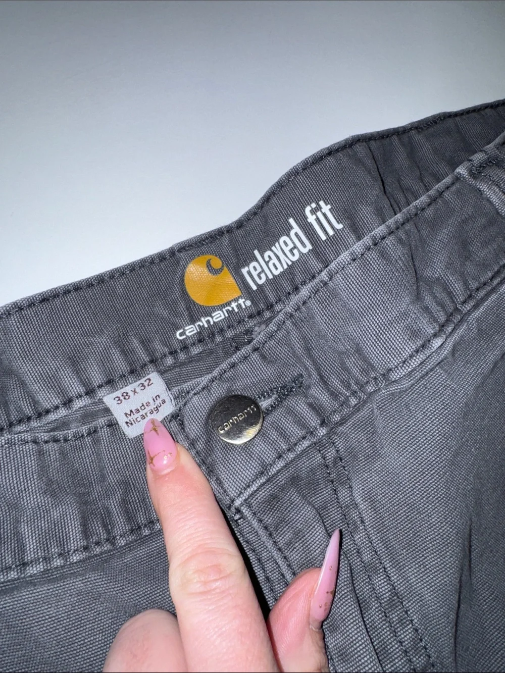 Men’s Dark Gray Relaxed Fit Double Knee Carhartt Pants size 38x32